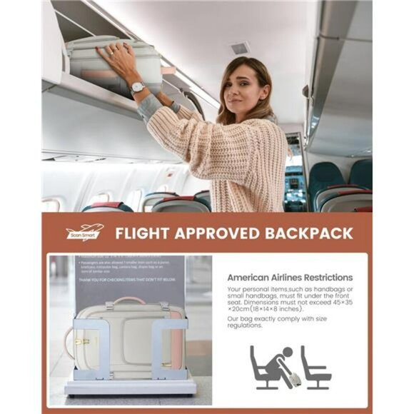 LOVEVOOK Travel Backpack Women 40L Carry On Laptop Bag TSA Approved Waterproof - Picture 3 of 7